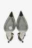 Rene Caovilla Grey Crystal Slingback Kitten Heels Size 37.5