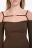 Jacquemus Brown Ribbed Logo Detail Bodycon 'Sierra' Dress Size 34
