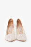 Manolo Blahnik White Lace Satin Bridal Tora Heels Size 38