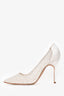 Manolo Blahnik White Lace Satin Bridal Tora Heels Size 38