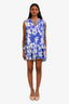 Sunday Tropez Blue/White Floral Sleeveless Ruffled Mini Dress Size S