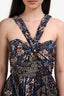 Ulla Johnson Black/Blue Floral Print Cotton Tie Detail Midi Dress Size 2