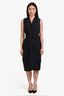 Brunello Cucinelli Navy Cotton Blend Belted Midi Dress Size XS