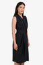 Brunello Cucinelli Navy Cotton Blend Belted Midi Dress Size XS
