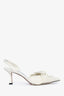 Jimmy Choo White Leather Knot Slingback Heels Size 36.5