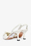 Jimmy Choo White Leather Knot Slingback Heels Size 36.5