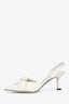 Jimmy Choo White Leather Knot Slingback Heels Size 36.5