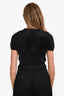 Alexander Wang Black Fuzzy Crystal Tie Cropped Short Seeve Sweater Size S