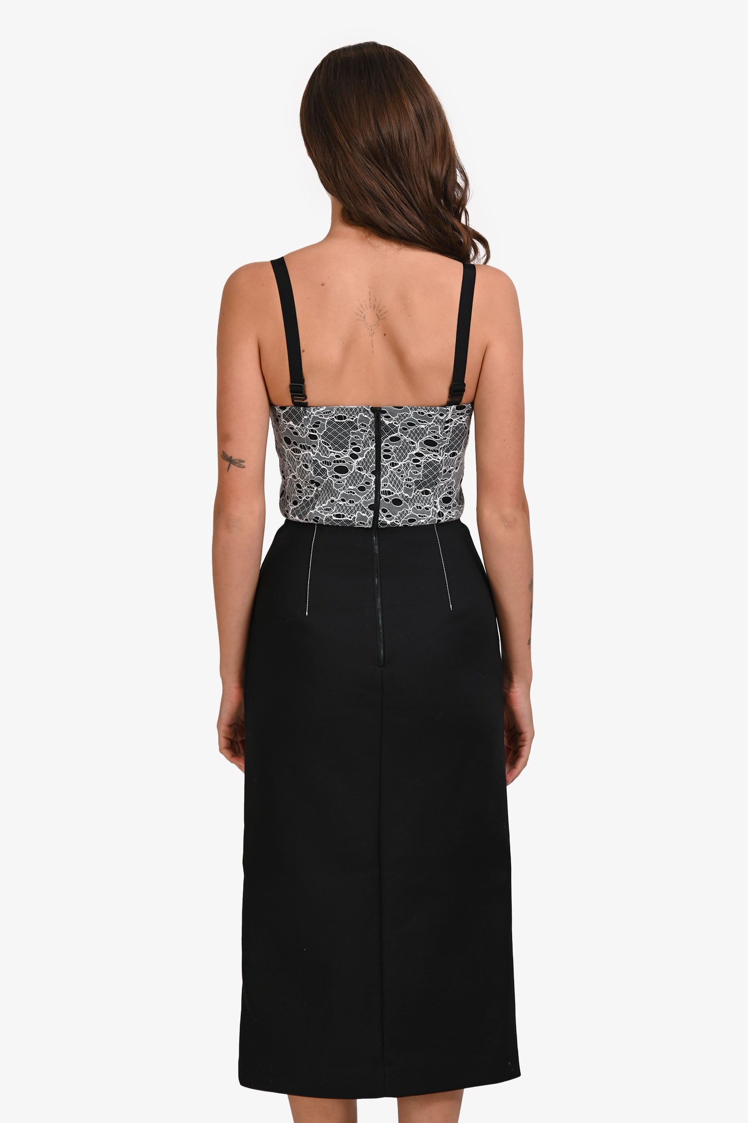Dion Lee Black/White Lace Embellished Corset Midi Dress Size 4 Mine & Yours Dion Lee Black/White Lace Embellished Corset Midi Dress Size 4 Mine & Yours