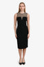 Alexander McQueen Black/Beige Honeycomb Effect Bustier Midi Dress Size 40