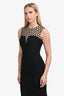 Alexander McQueen Black/Beige Honeycomb Effect Bustier Midi Dress Size 40