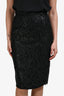 Gucci Black Sparkle Floral Embroidered Midi Skirt Size 42