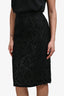 Gucci Black Sparkle Floral Embroidered Midi Skirt Size 42