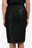 Gucci Black Sparkle Floral Embroidered Midi Skirt Size 42