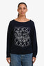 Pre-Loved Chanel™ 2012 Navy Cashmere Embroidered Lion Sweater Size 44