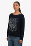 Pre-Loved Chanel™ 2012 Navy Cashmere Embroidered Lion Sweater Size 44