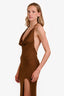 Flook Brown Crochet Knit Halter Dress Size S