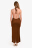 Flook Brown Crochet Knit Halter Dress Size S