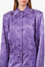 The Attico Purple Patterned Satin Long Sleeve Blazer Mini Dress Size 40