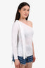 Red Valentino White Cotton Ribbed Off-The-Shoulder Tie Top Size XS