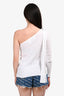 Red Valentino White Cotton Ribbed Off-The-Shoulder Tie Top Size XS