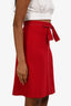 Red Valentino Red/White Bow Detail Midi Skirt Size 36