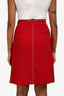 Red Valentino Red/White Bow Detail Midi Skirt Size 36