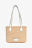 Strathberry Raffia/White Leather Small Basket Tote
