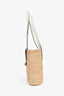 Strathberry Raffia/White Leather Small Basket Tote