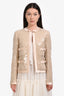 Miu Miu 2019 Pink/Cream Sequin/Silk Bow Detail Jacket Size 36
