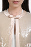 Miu Miu 2019 Pink/Cream Sequin/Silk Bow Detail Jacket Size 36