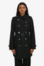 Burberry Brit Black Nylon Double Breasted Belted Short Trench Coat Size 4