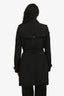 Burberry Brit Black Nylon Double Breasted Belted Short Trench Coat Size 4