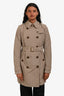 Burberry Brit Beige Nylon Double Breasted Belted Short Trench Coat Size 4