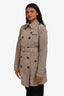 Burberry Brit Beige Nylon Double Breasted Belted Short Trench Coat Size 4