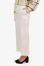 Pre-Loved Chanel™ 95C White Linen Wide Leg Trousers Size 36