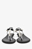 Rene Caovilla Black/Pearl Bow Detail Flat Sandals Size 37.5