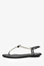 Rene Caovilla Black/Pearl Bow Detail Flat Sandals Size 37.5