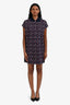 Hermès Navy Blue/Red Printed Polo T-Shirt Dress Size 36