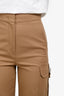Max Mara Brown Cargo Wide Leg Pants With Leather Buckle Detail Size 4 US