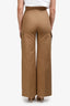 Max Mara Brown Cargo Wide Leg Pants With Leather Buckle Detail Size 4 US