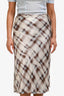 Proenza Schouler White Label Blue/Brown Check Midi Skirt Size 8