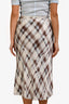 Proenza Schouler White Label Blue/Brown Check Midi Skirt Size 8
