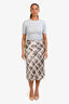 Proenza Schouler White Label Blue/Brown Check Midi Skirt Size 8