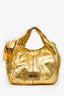 Valentino Gold Snake Embossed Leather Tote Bag