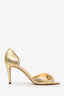 Manolo Blahnik Gold Embossed Leather Buckle Heels Size 41