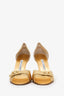 Manolo Blahnik Gold Embossed Leather Buckle Heels Size 41