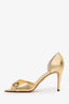 Manolo Blahnik Gold Embossed Leather Buckle Heels Size 41