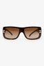 Pre-Loved Chanel™ Brown Tortoiseshell Rhinestone CC Shield Sunglasses