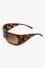 Pre-Loved Chanel™ Brown Tortoiseshell Rhinestone CC Shield Sunglasses